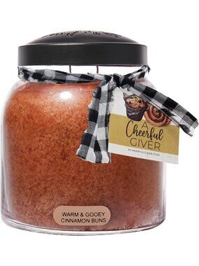 Warm & Gooey Cinnamon Buns Scented Candle Jar with Lid | 34oz, 155 Hours Burn